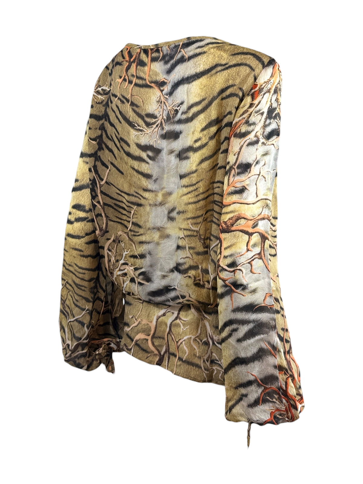 Roberto Cavalli Spring 2005 Silk crepe tiger coral blouse