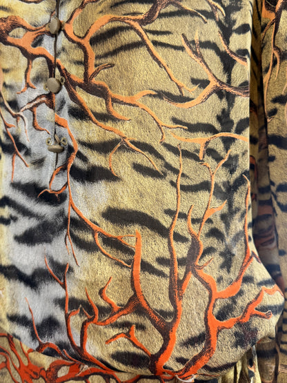 Roberto Cavalli Spring 2005 Silk crepe tiger coral blouse