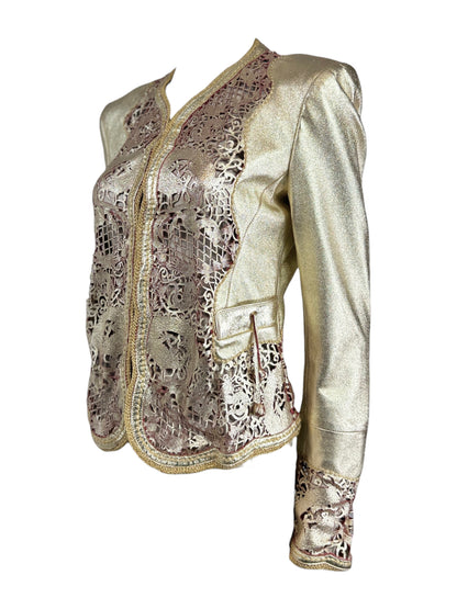 Roberto Cavalli Spring 2007 Gold metallic lambskin jacket dragons