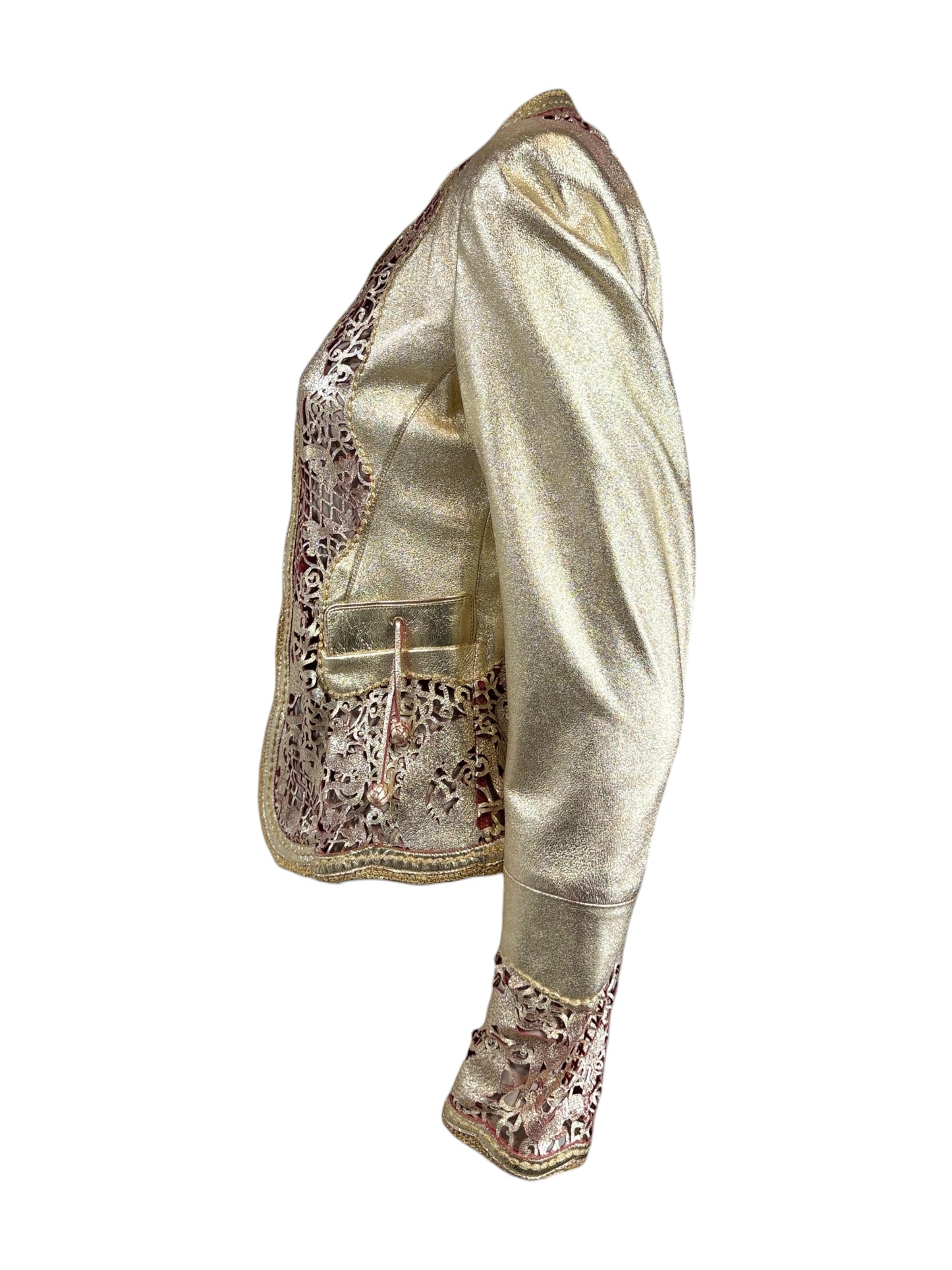 Roberto Cavalli Spring 2007 Gold metallic lambskin jacket dragons