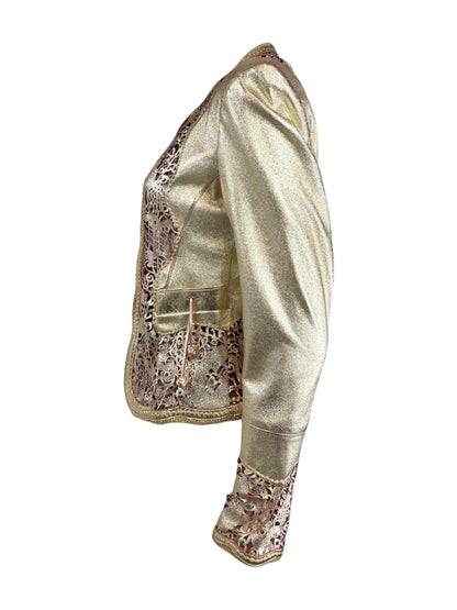 Roberto Cavalli Spring 2007 Gold metallic lambskin jacket dragons
