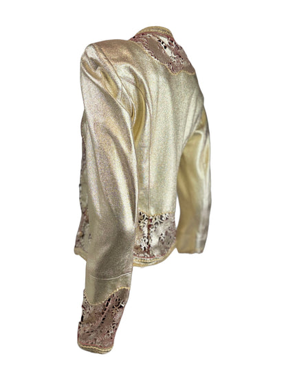 Roberto Cavalli Spring 2007 Gold metallic lambskin jacket dragons