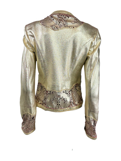 Roberto Cavalli Spring 2007 Gold metallic lambskin jacket dragons