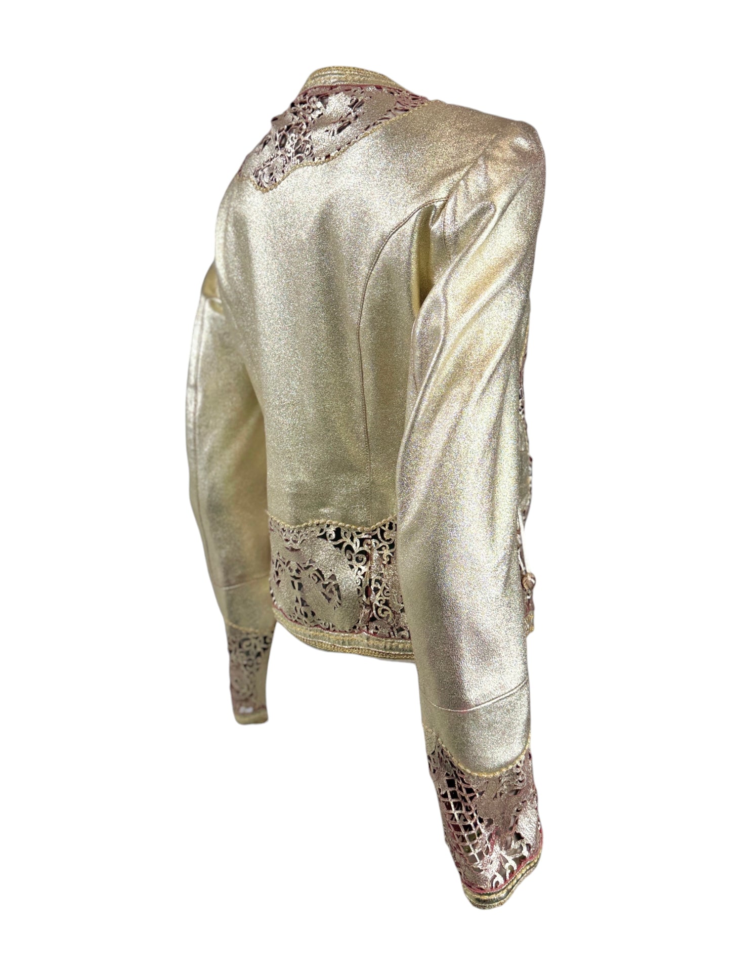 Roberto Cavalli Spring 2007 Gold metallic lambskin jacket dragons