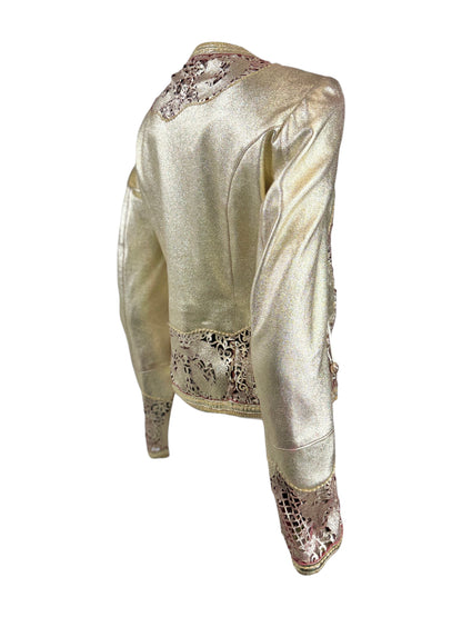 Roberto Cavalli Spring 2007 Gold metallic lambskin jacket dragons