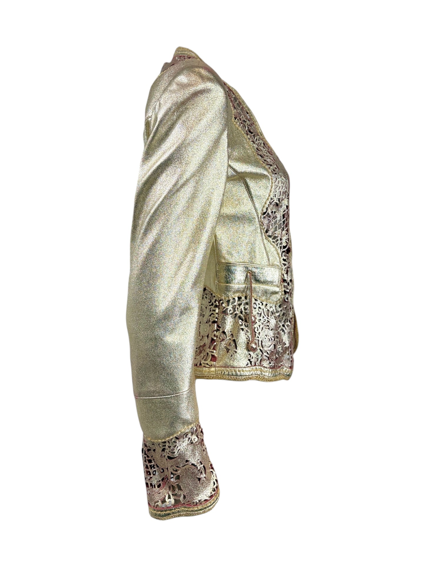 Roberto Cavalli Spring 2007 Gold metallic lambskin jacket dragons