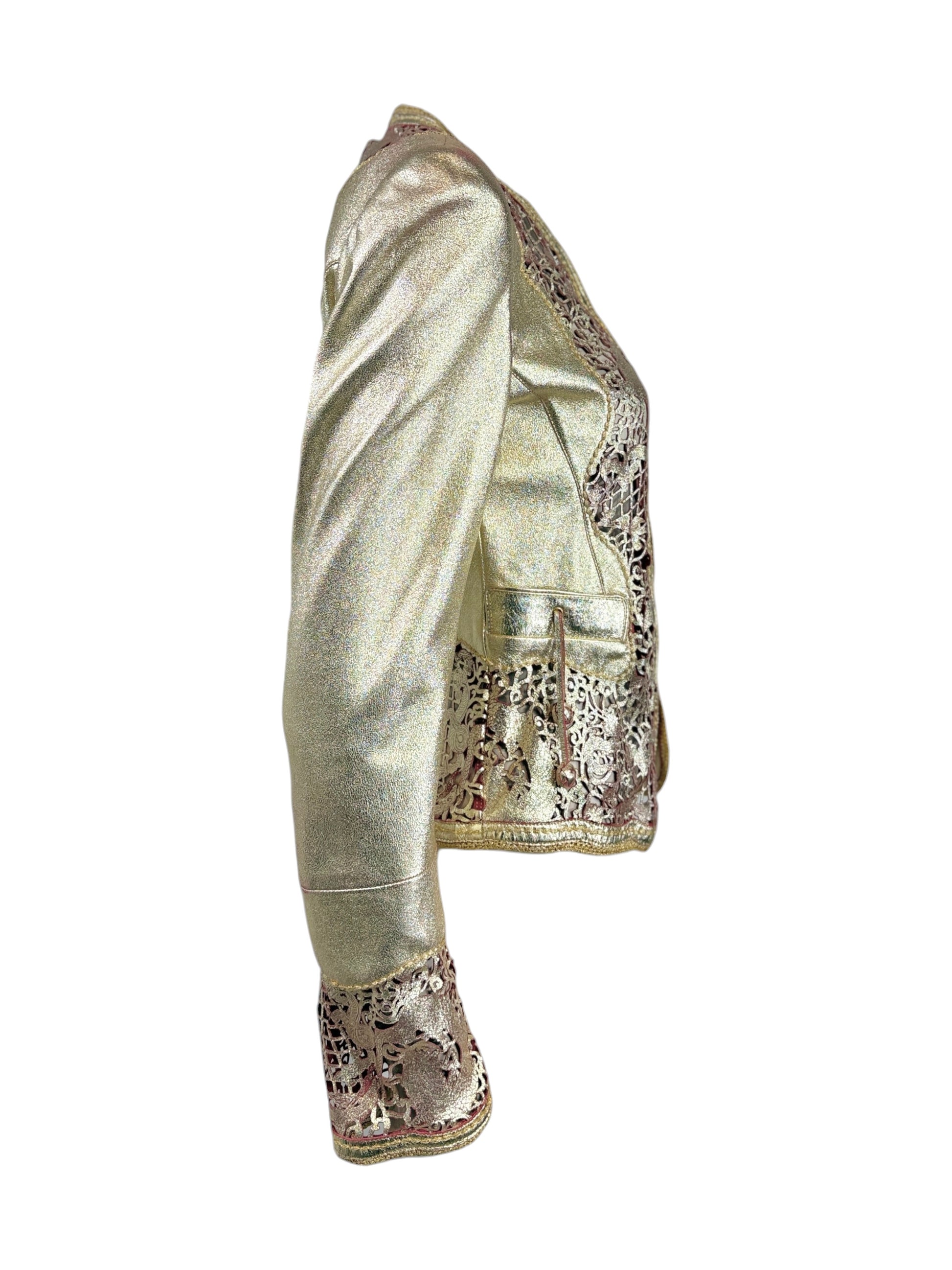 Roberto Cavalli Spring 2007 Gold metallic lambskin jacket dragons