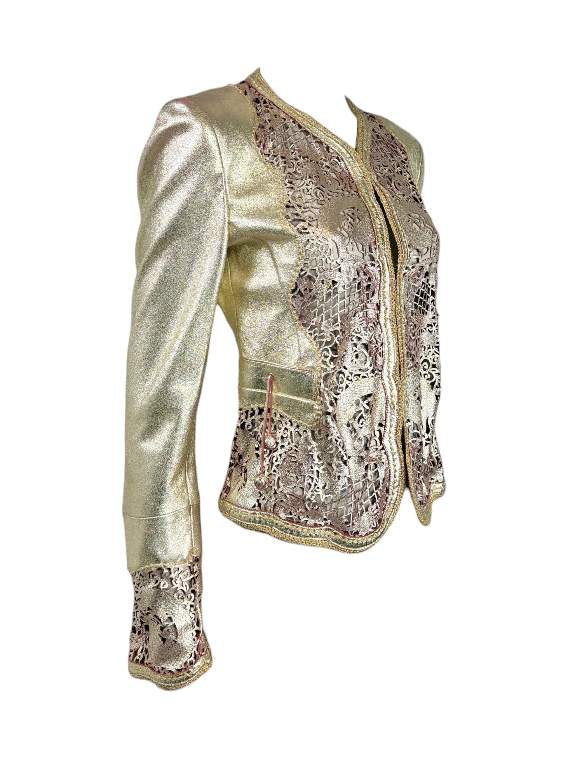 Roberto Cavalli Spring 2007 Gold metallic lambskin jacket dragons