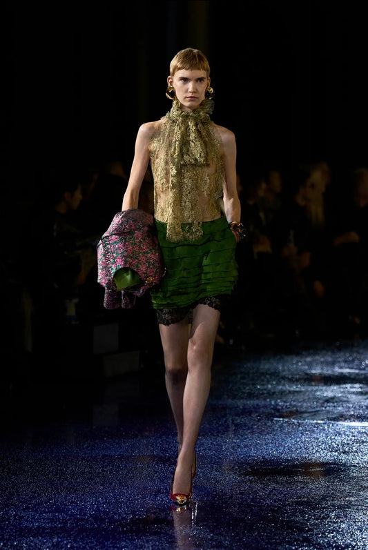 Saint Laurent Anthony Vaccarello Spring 2025 Look 42 Brocade blazer