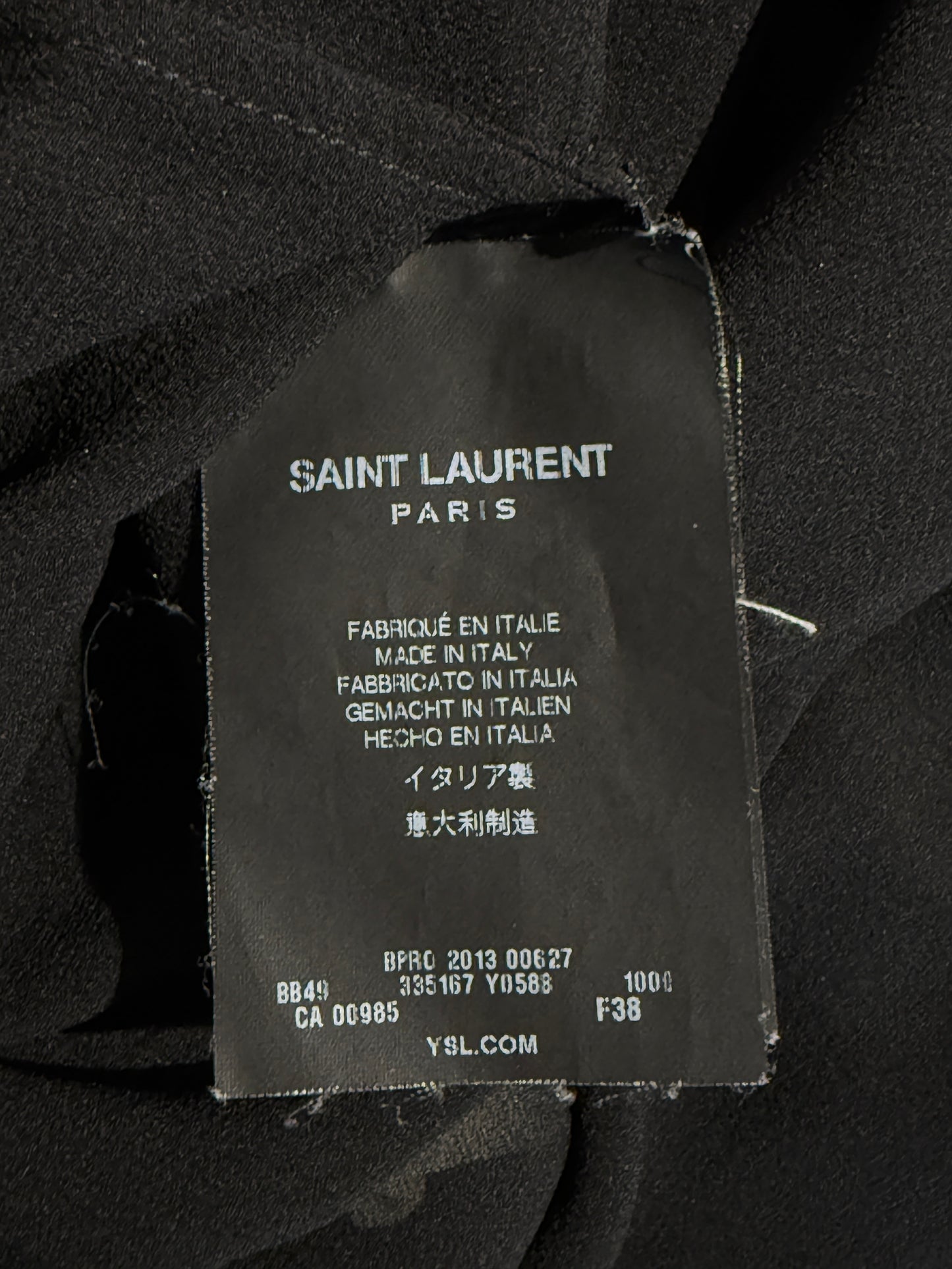 Saint Laurent Hedi Slimane Fall 2013 Look 22 Mini black ecru crepe dress