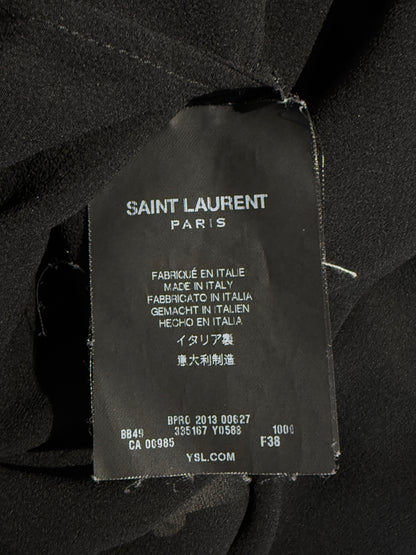 Saint Laurent Hedi Slimane Fall 2013 Look 22 Mini black ecru crepe dress