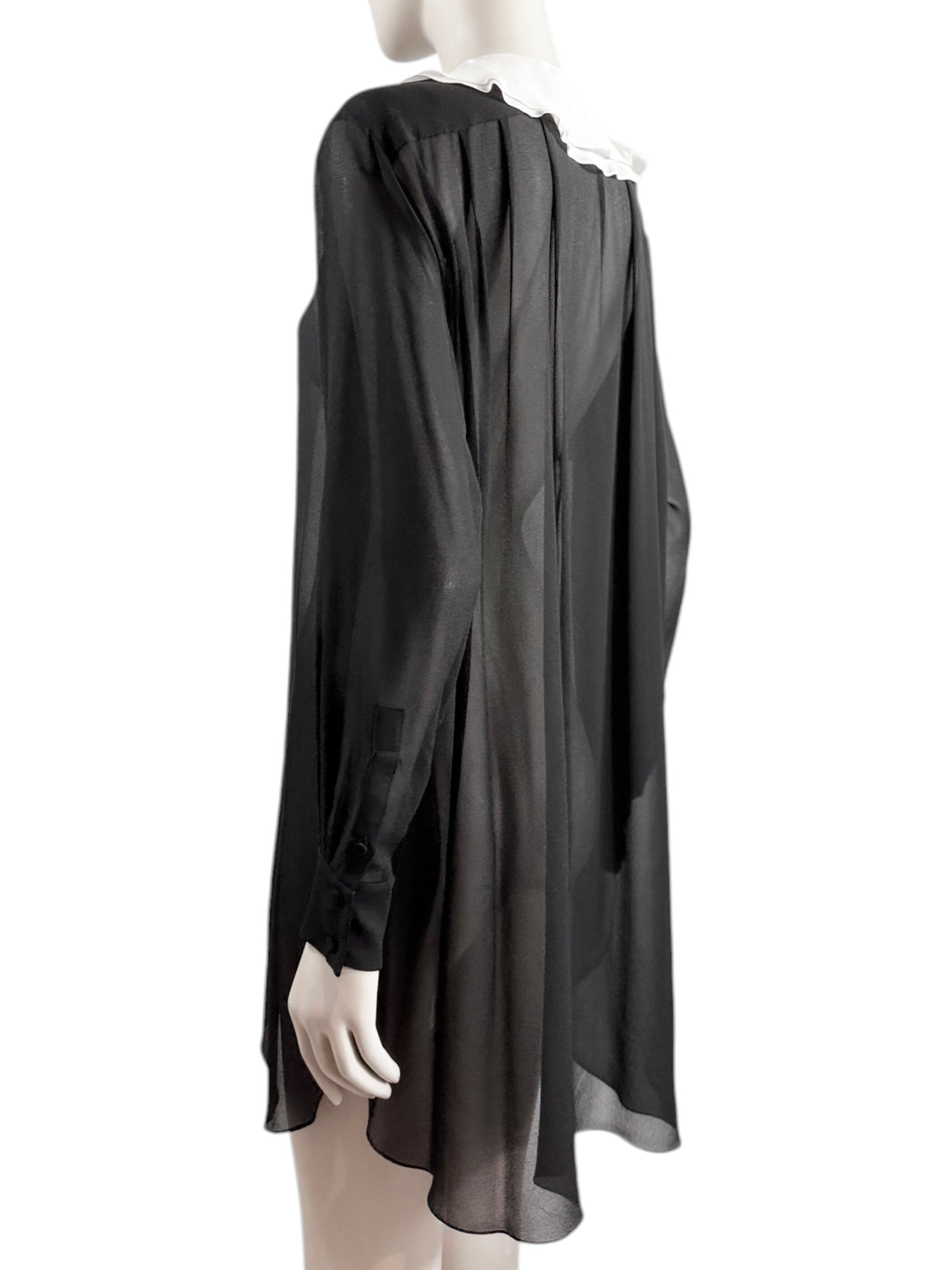 Saint Laurent Hedi Slimane Fall 2013 Look 22 Mini black ecru crepe dress