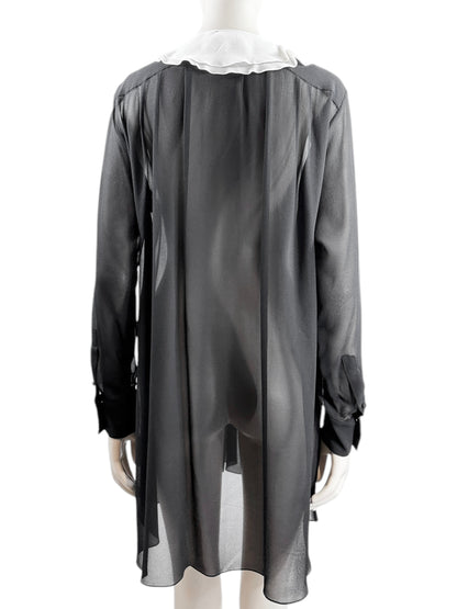 Saint Laurent Hedi Slimane Fall 2013 Look 22 Mini black ecru crepe dress