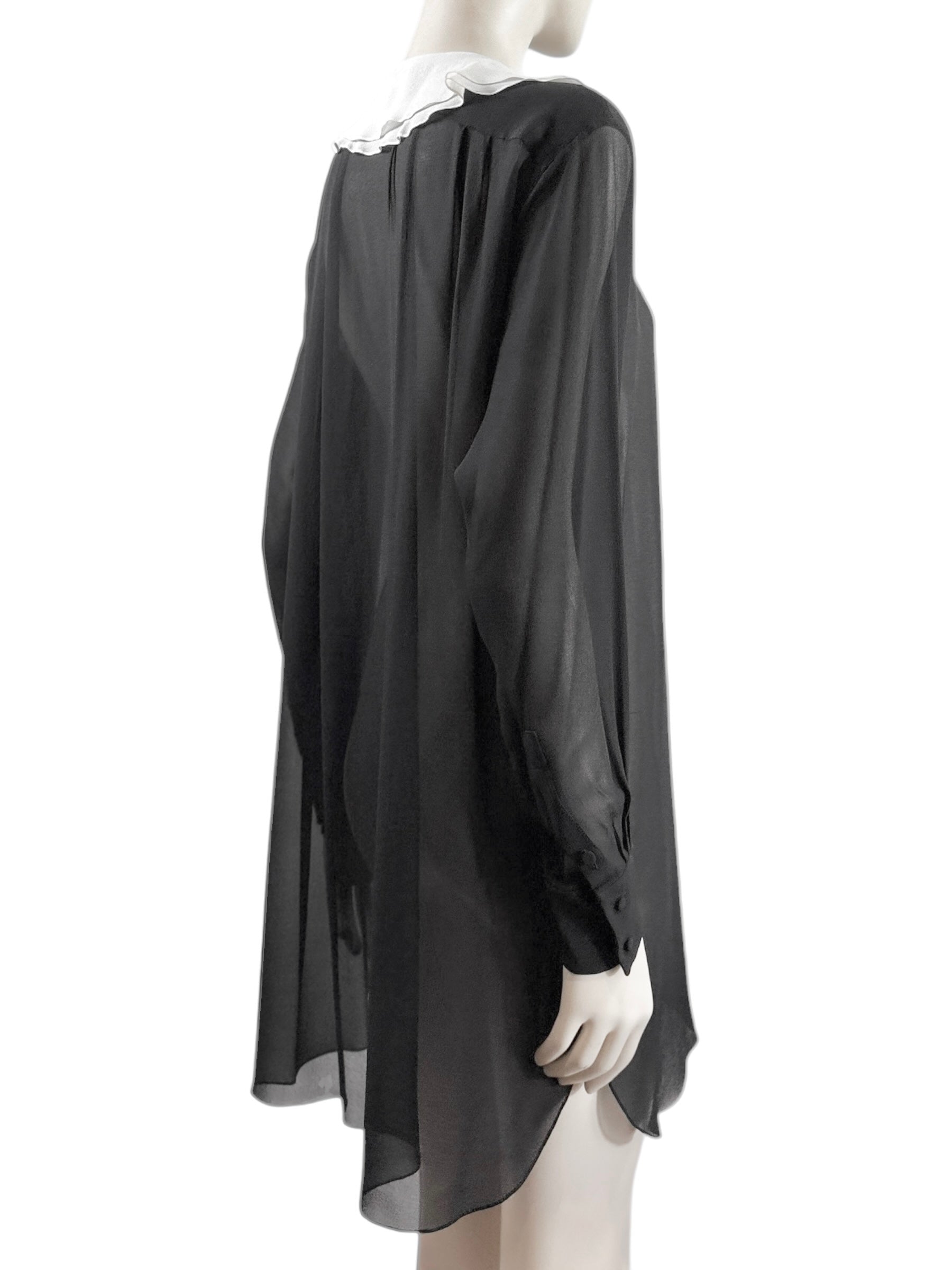 Saint Laurent Hedi Slimane Fall 2013 Look 22 Mini black ecru crepe dress
