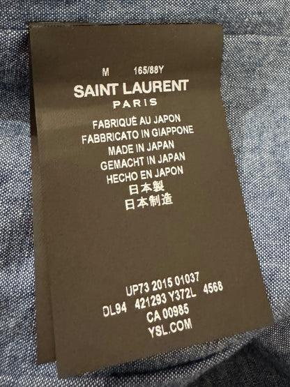 Saint Laurent Hedi Slimane Spring 2016 Look 12 Washed denim patchwork cape