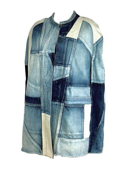 Saint Laurent Hedi Slimane Spring 2016 Look 12 Washed denim patchwork cape