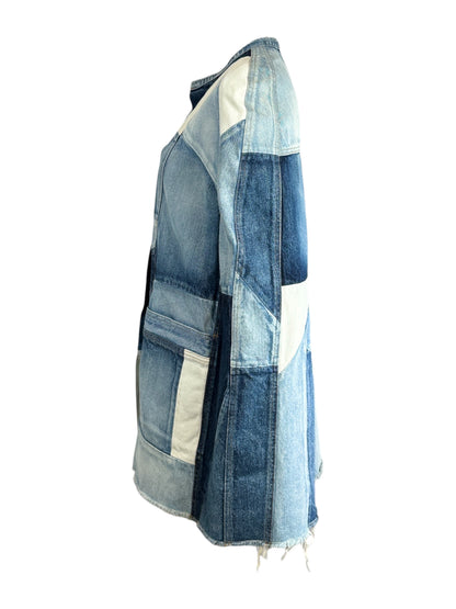 Saint Laurent Hedi Slimane Spring 2016 Look 12 Washed denim patchwork cape