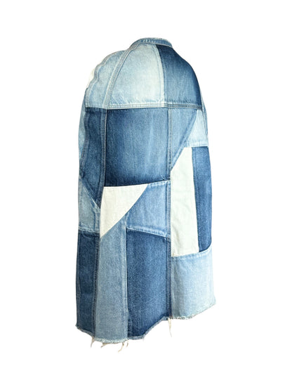 Saint Laurent Hedi Slimane Spring 2016 Look 12 Washed denim patchwork cape