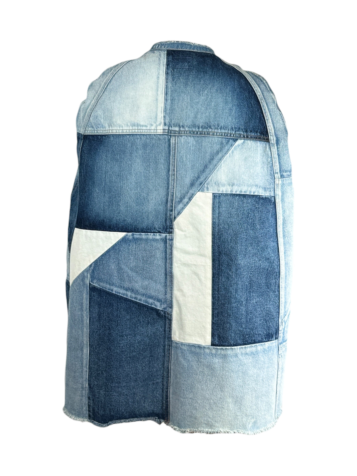 Saint Laurent Hedi Slimane Spring 2016 Look 12 Washed denim patchwork cape