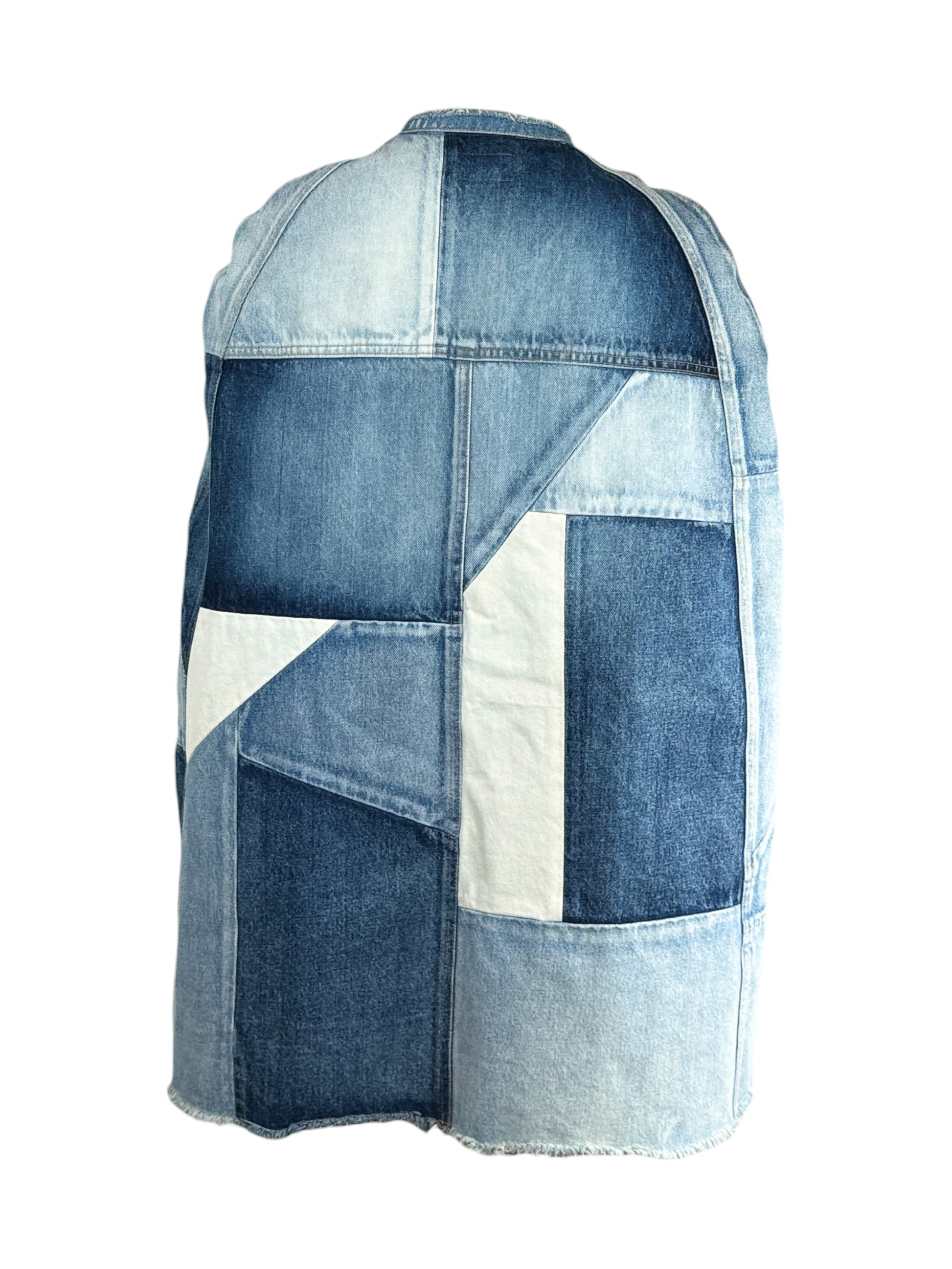 Saint Laurent Hedi Slimane Spring 2016 Look 12 Washed denim patchwork cape