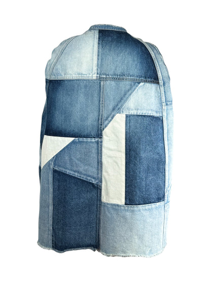 Saint Laurent Hedi Slimane Spring 2016 Look 12 Washed denim patchwork cape