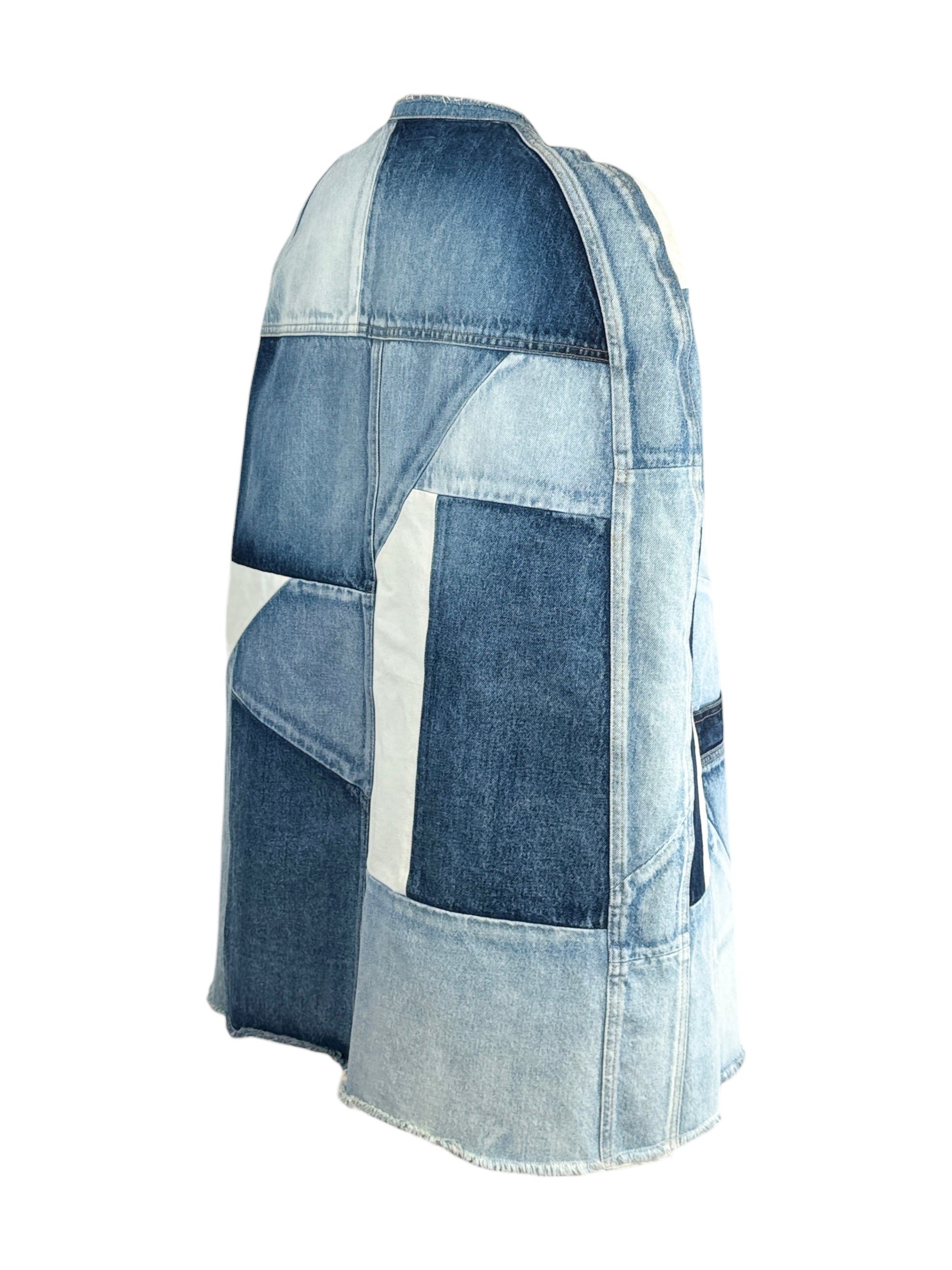 Saint Laurent Hedi Slimane Spring 2016 Look 12 Washed denim patchwork cape