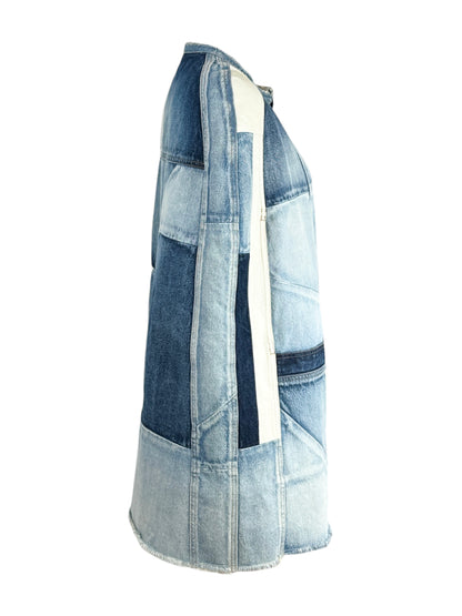 Saint Laurent Hedi Slimane Spring 2016 Look 12 Washed denim patchwork cape