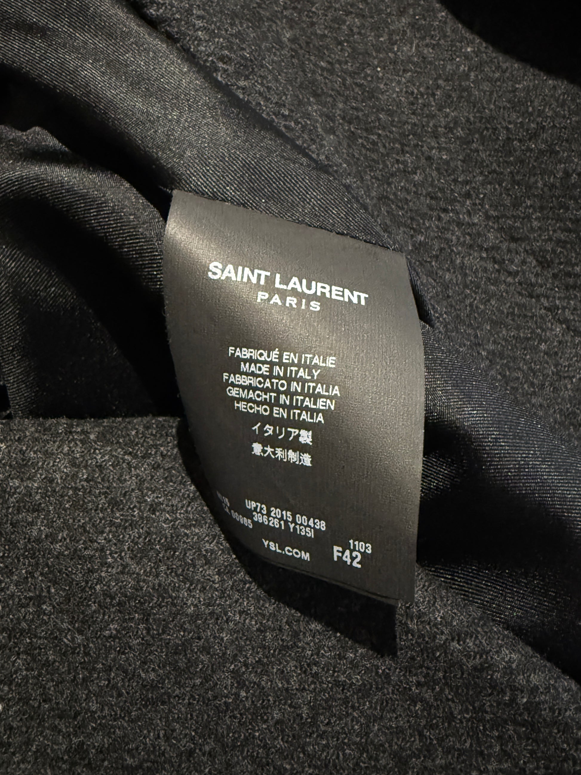 Saint Laurent X Hedi Slimane Automne/Hiver 2015-2016 grey wool coat