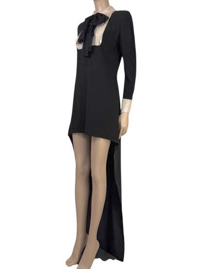 Saint Laurent X Hedi Slimane Spring/Summer 2013  Look 13  Black crepe tuxedo dress with train 1