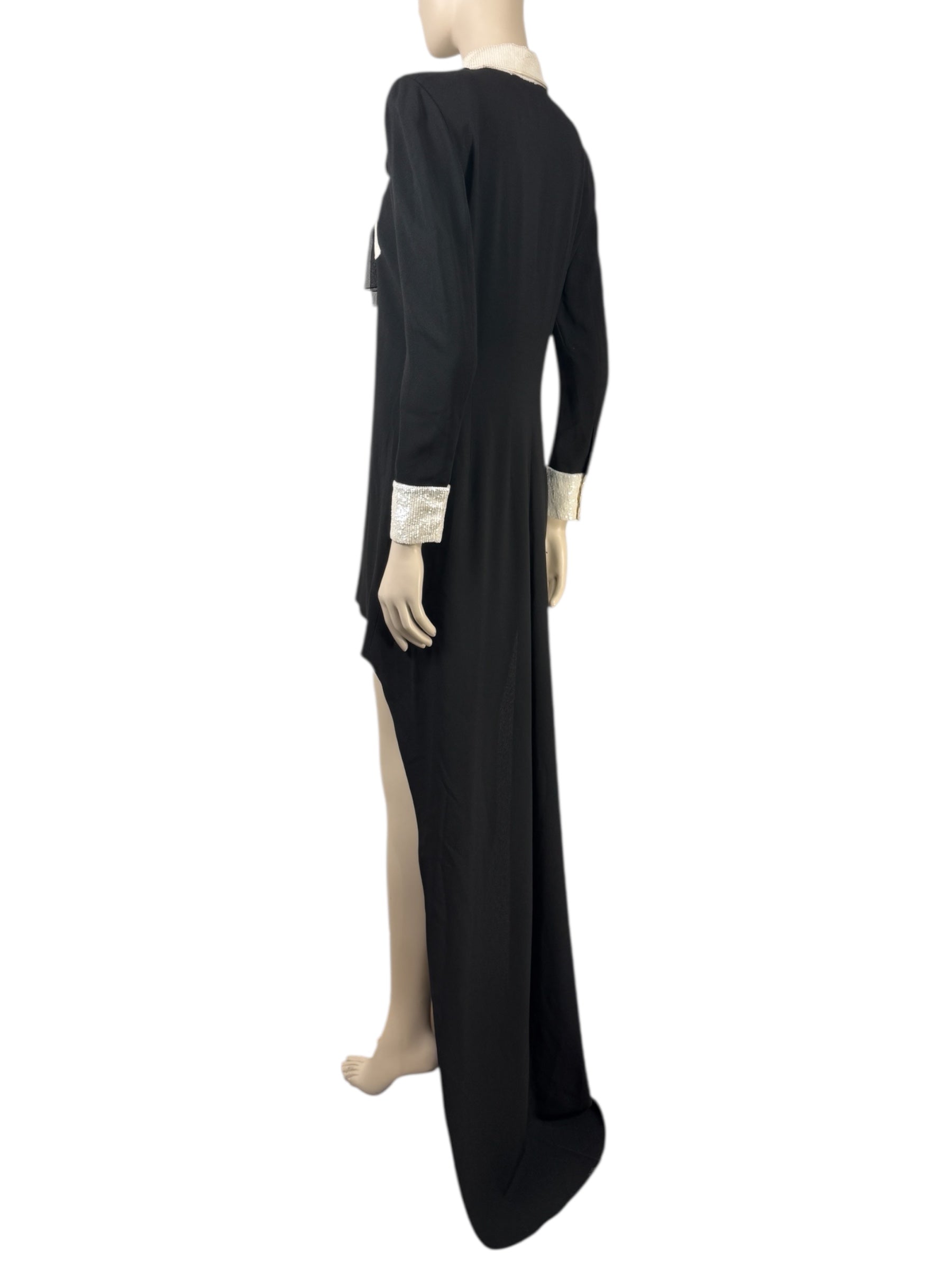 Saint Laurent X Hedi Slimane Spring/Summer 2013  Look 13  Black crepe tuxedo dress with train 2