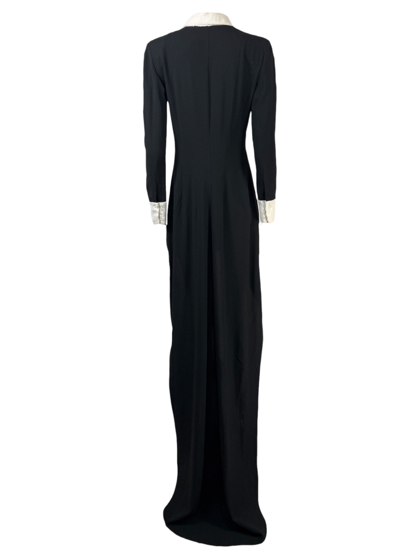 Saint Laurent X Hedi Slimane Spring/Summer 2013  Look 13  Black crepe tuxedo dress with train 3