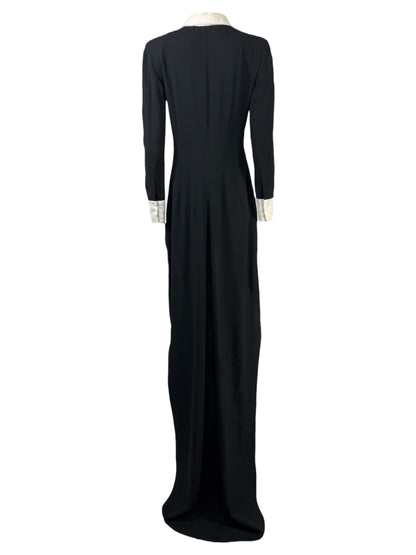 Saint Laurent X Hedi Slimane Spring/Summer 2013  Look 13  Black crepe tuxedo dress with train 3