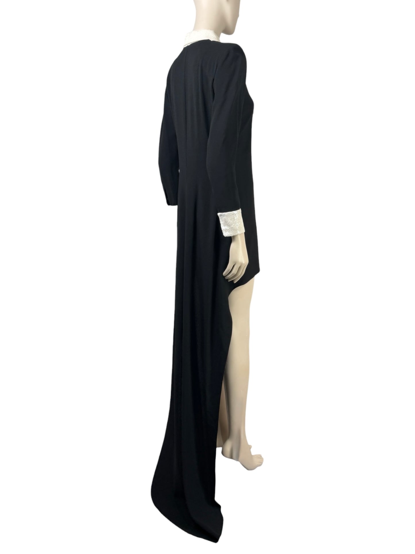 Saint Laurent X Hedi Slimane Spring/Summer 2013  Look 13  Black crepe tuxedo dress with train 4