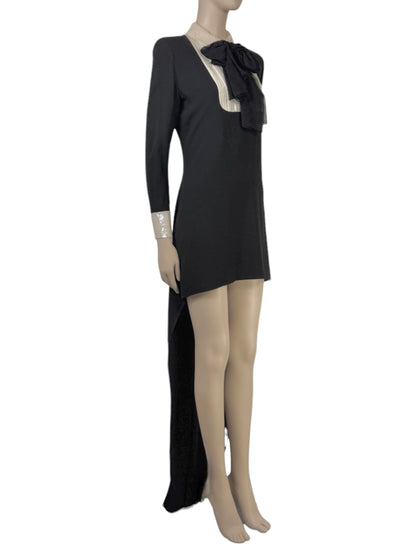 Saint Laurent X Hedi Slimane Spring/Summer 2013  Look 13  Black crepe tuxedo dress with train 5