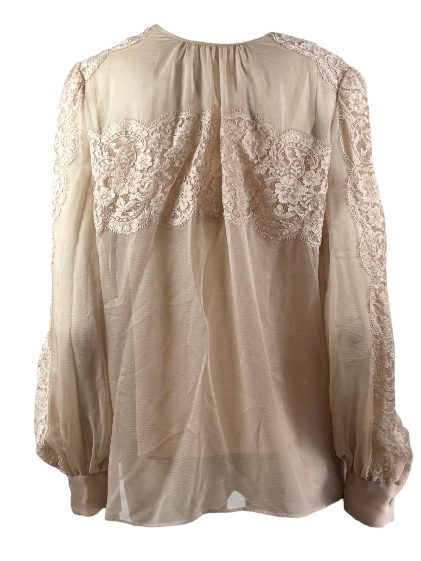 Valentino - Nude chiffon and lace twin-set consisting of a strappy top and a button-down blouse