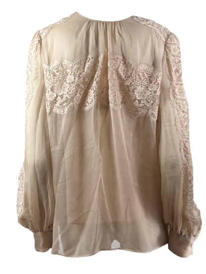 Valentino - Nude chiffon and lace twin-set consisting of a strappy top and a button-down blouse