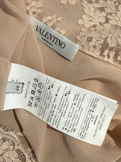 Valentino - Nude chiffon and lace twin-set consisting of a strappy top and a button-down blouse