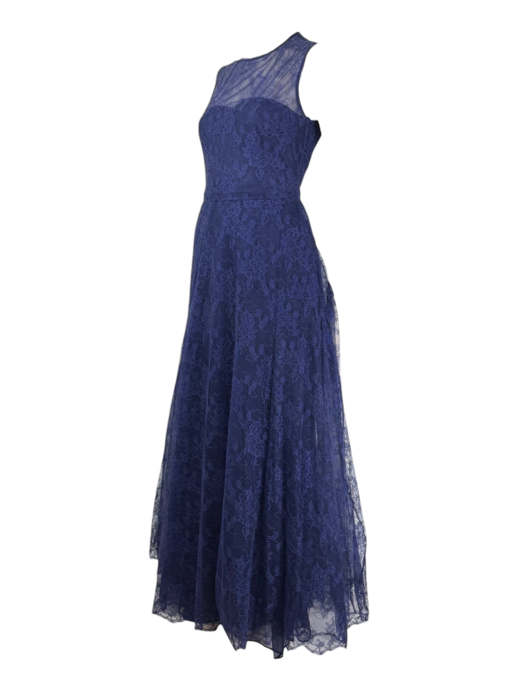 Valentino - Sleeveless navy lace dress