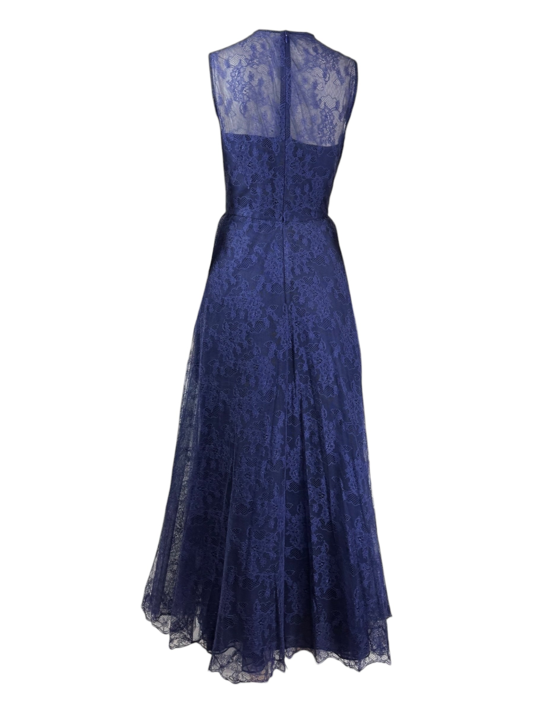 Valentino - Sleeveless navy lace dress