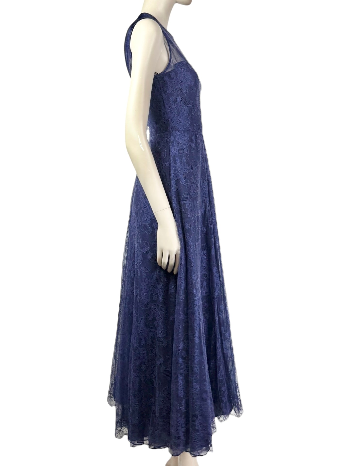 Valentino - Sleeveless navy lace dress