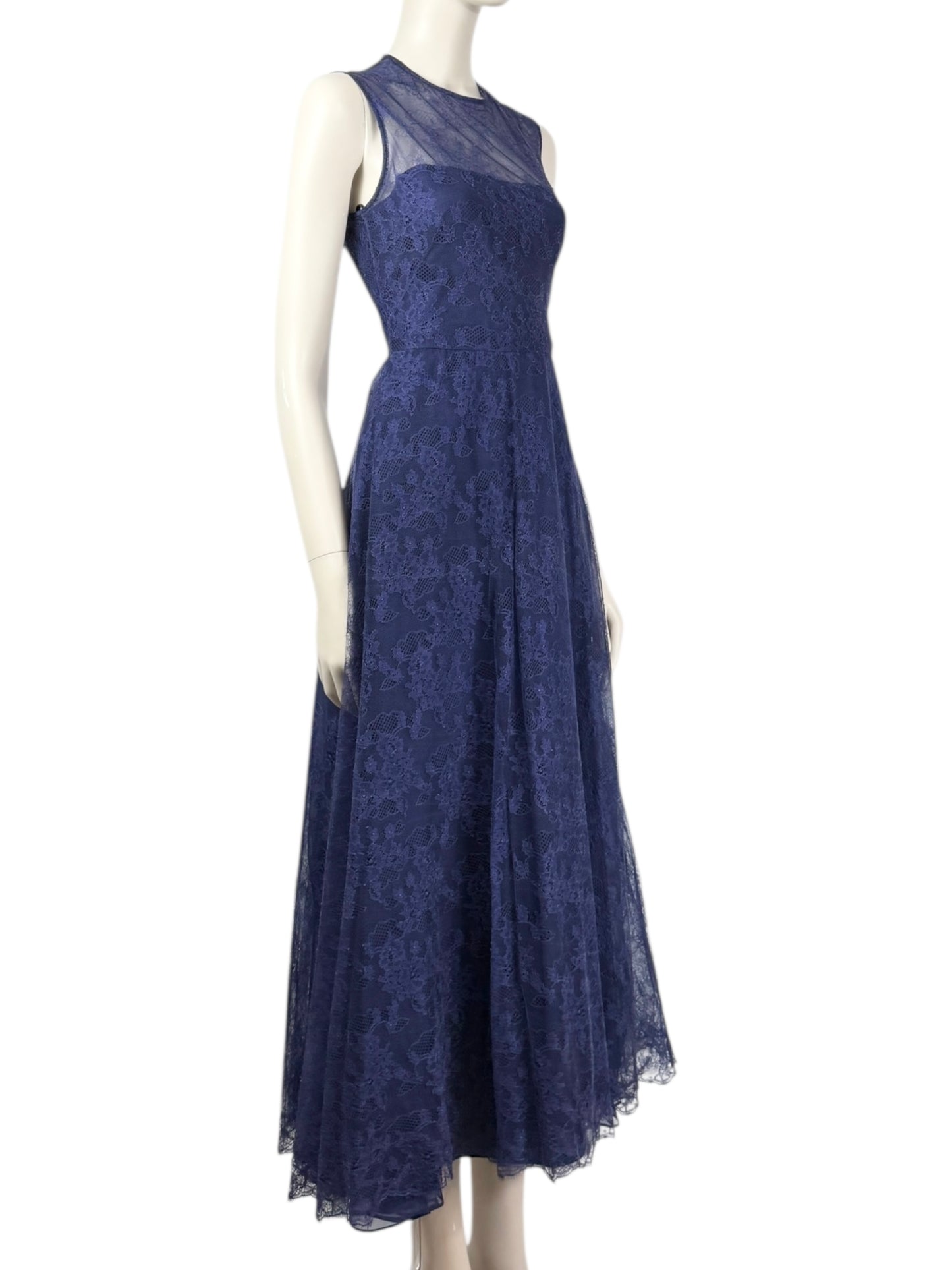 Valentino - Sleeveless navy lace dress