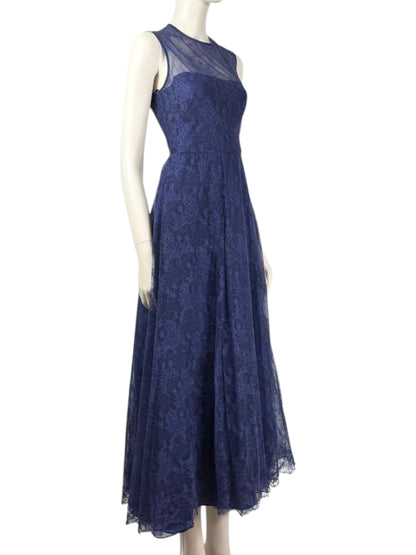 Valentino - Sleeveless navy lace dress