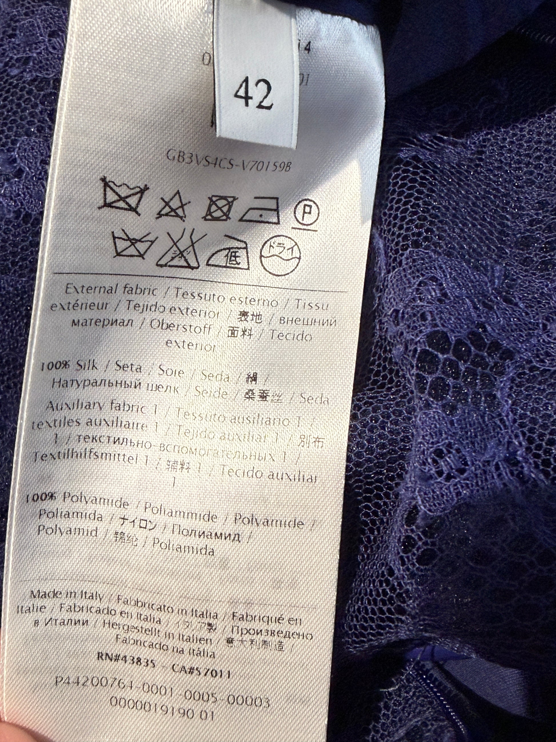 Valentino - Sleeveless navy lace dress