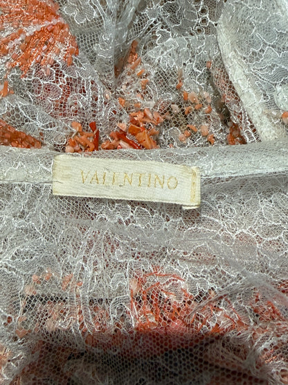 Valentino - Spring/Summer 2002  - Look 41 - Ecru lace top embroidered with coral beads