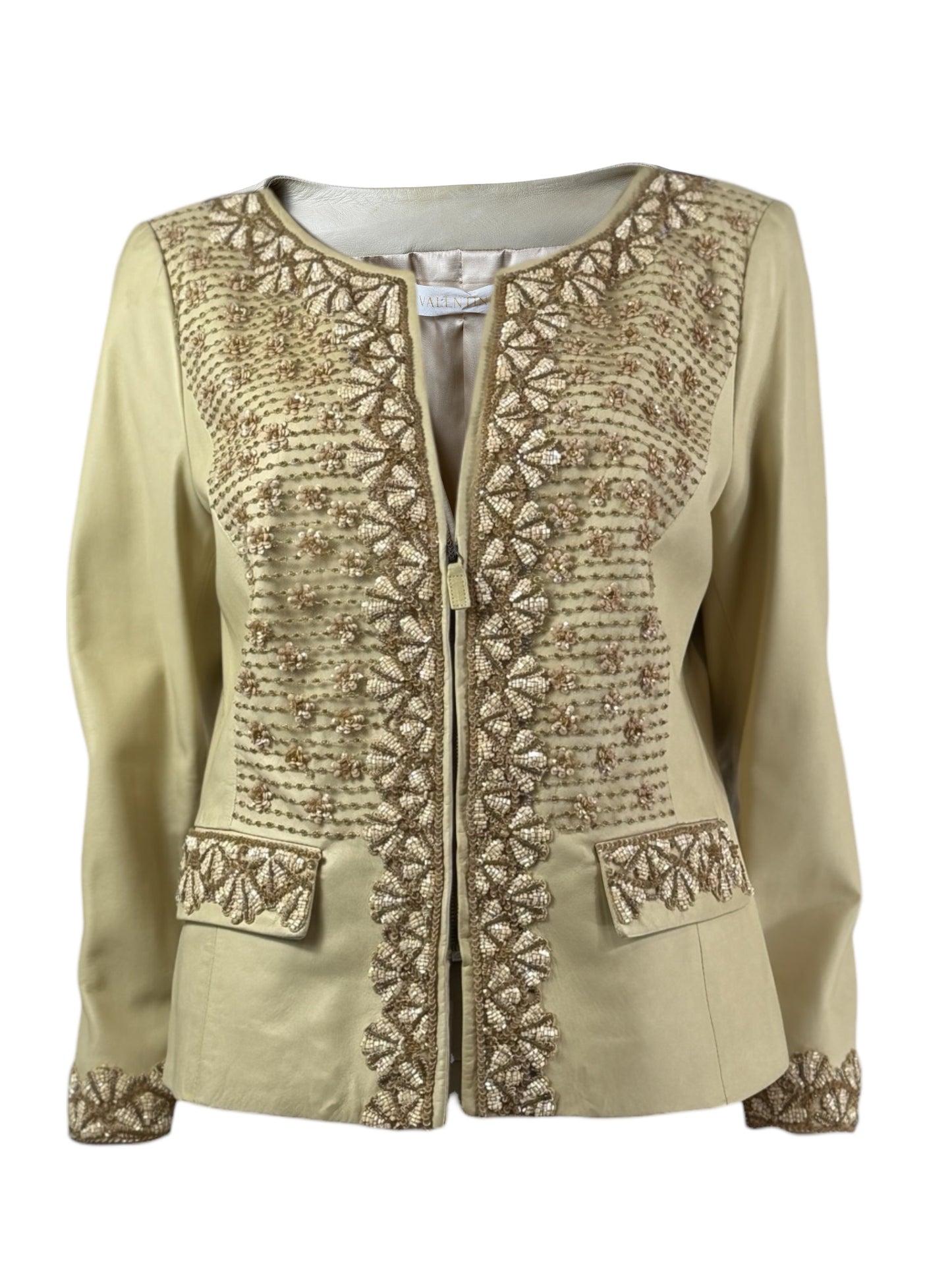 Valentino 2002 embroidered leather jacket