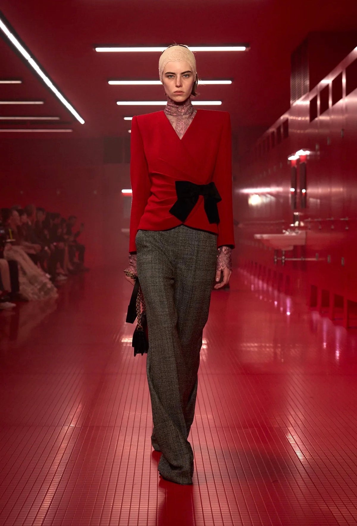 Valentino Alessandro Michele Fall 2025 Look 76 Red jack black velvet bow