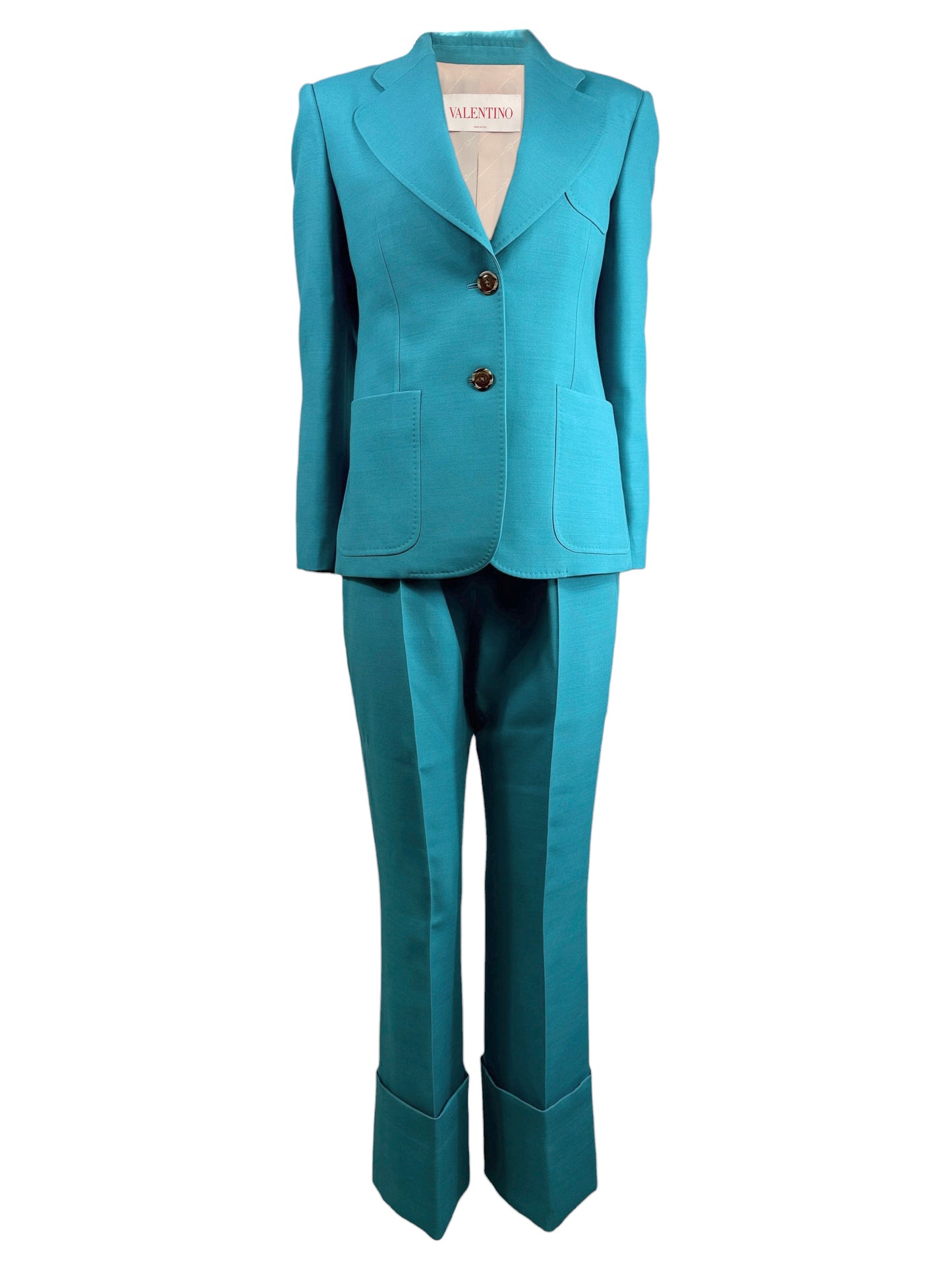 Valentino Alessandro Michele Resort 2025 Look 139 Turquoise trouser suit