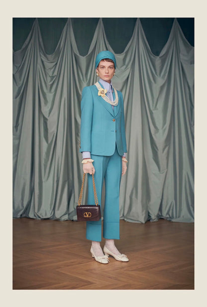 Valentino Alessandro Michele Resort 2025 Look 139 Turquoise trouser suit