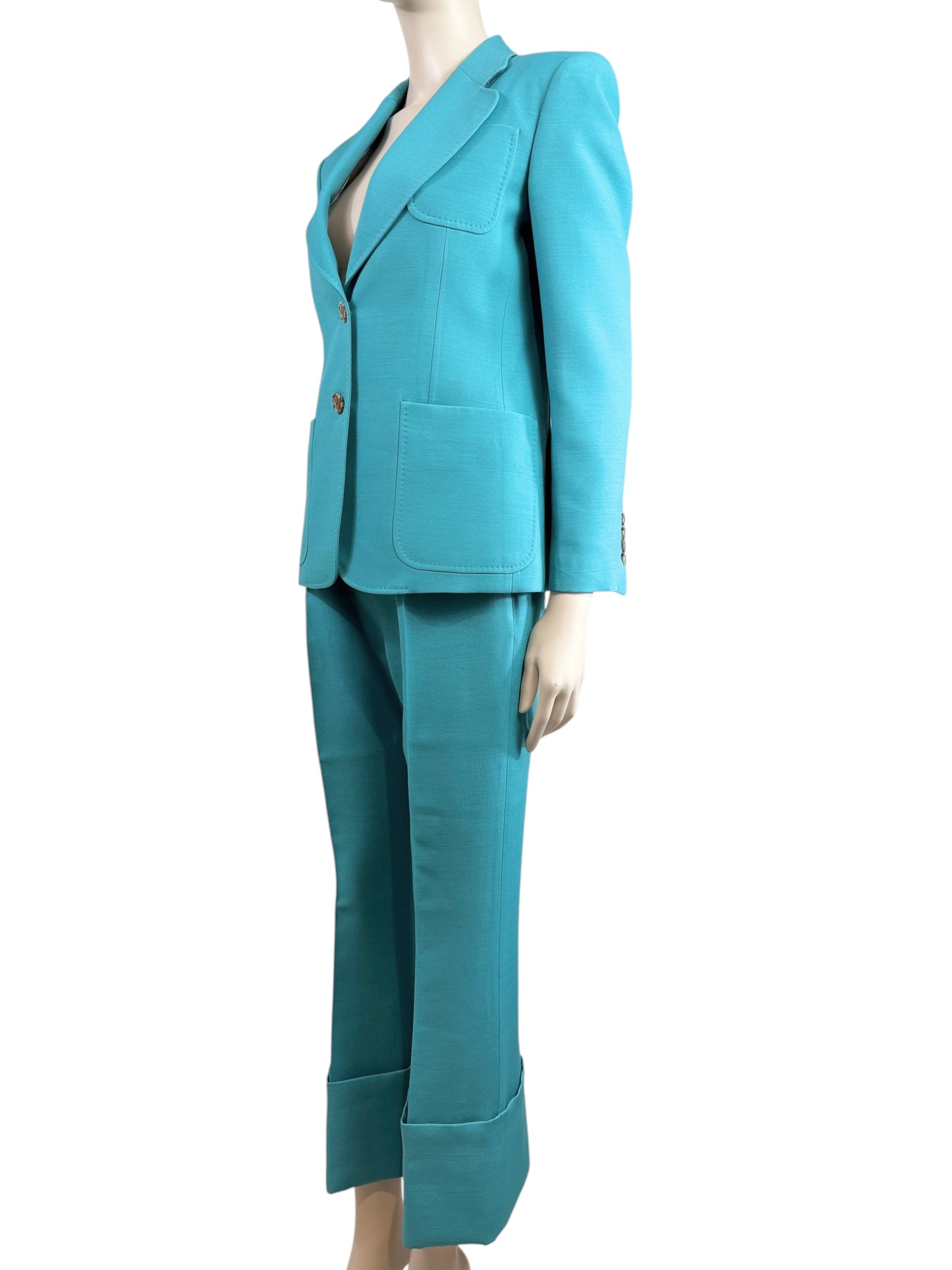 Valentino Alessandro Michele Resort 2025 Look 139 Turquoise trouser suit
