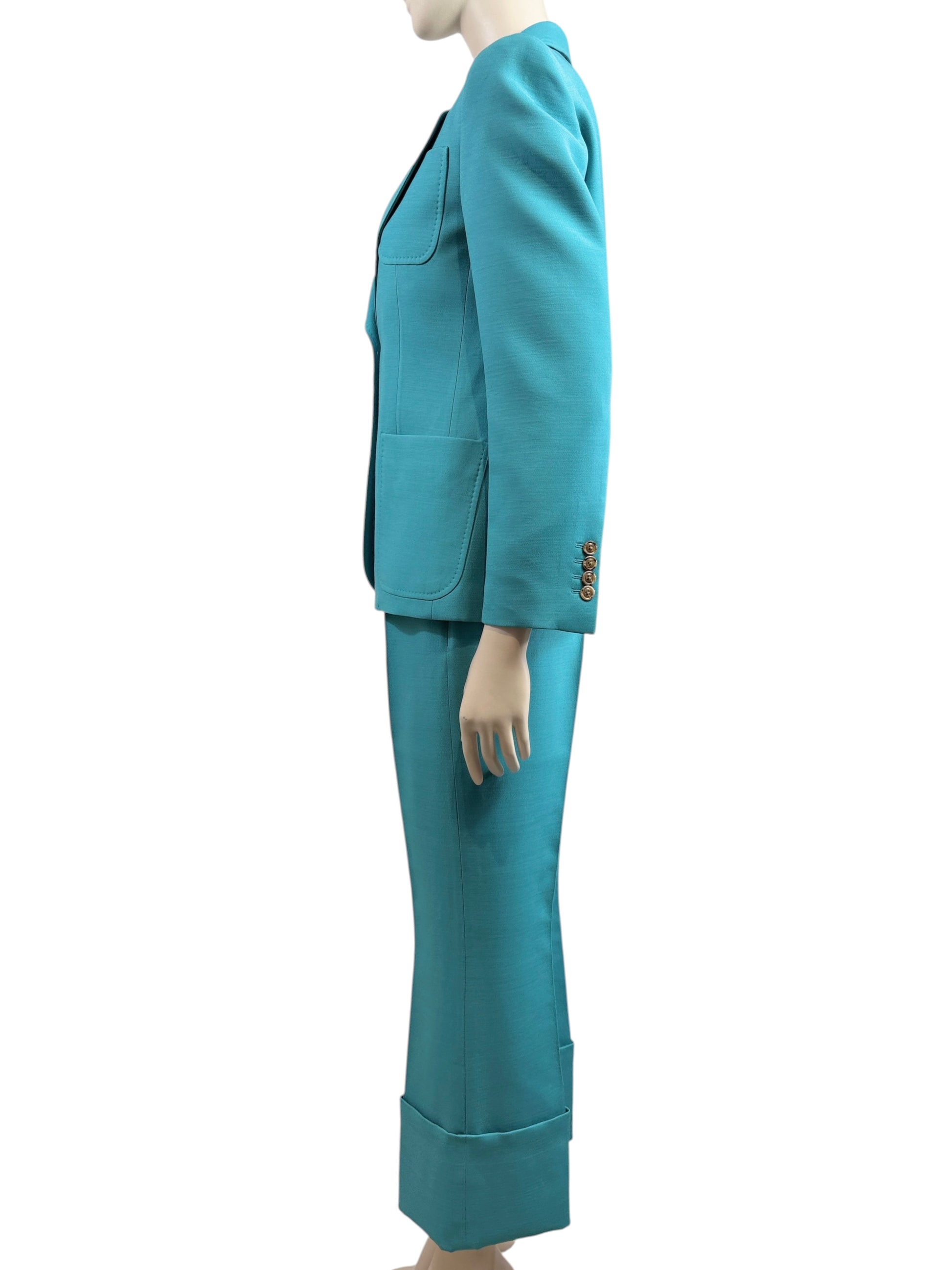Valentino Alessandro Michele Resort 2025 Look 139 Turquoise trouser suit
